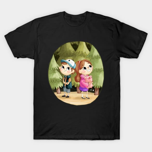 Mystery Twins Feat. Waddles T-Shirt by KO'd Tako